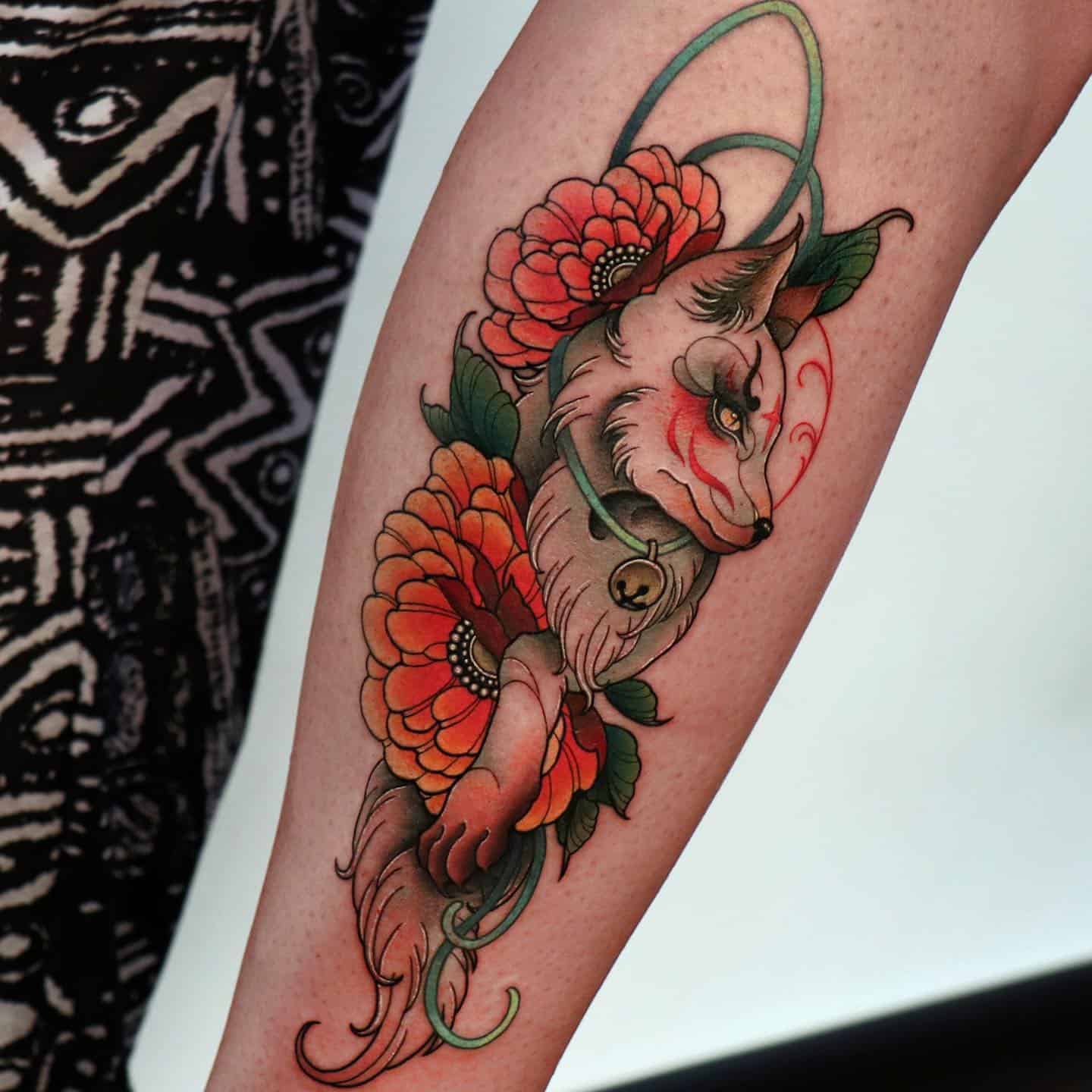 Traditional fox tattoo on lower arm by nwotattoo lorla