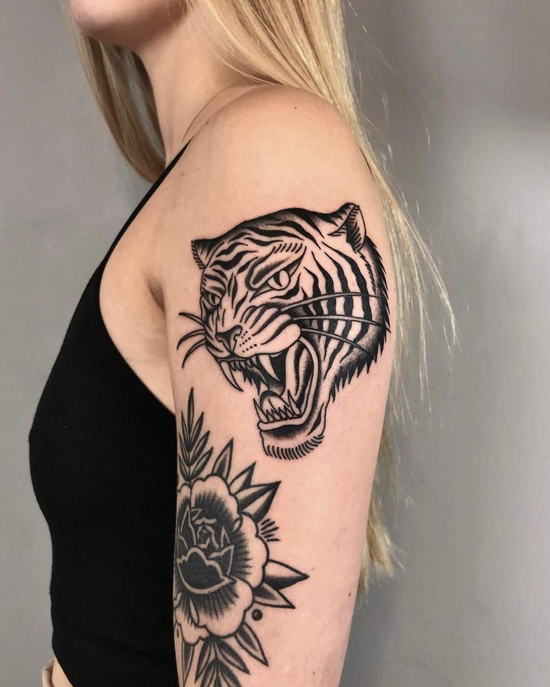 Traditional tiger tattoo by