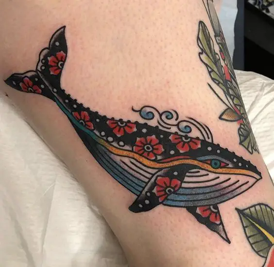 Traditional whale tattoo 1