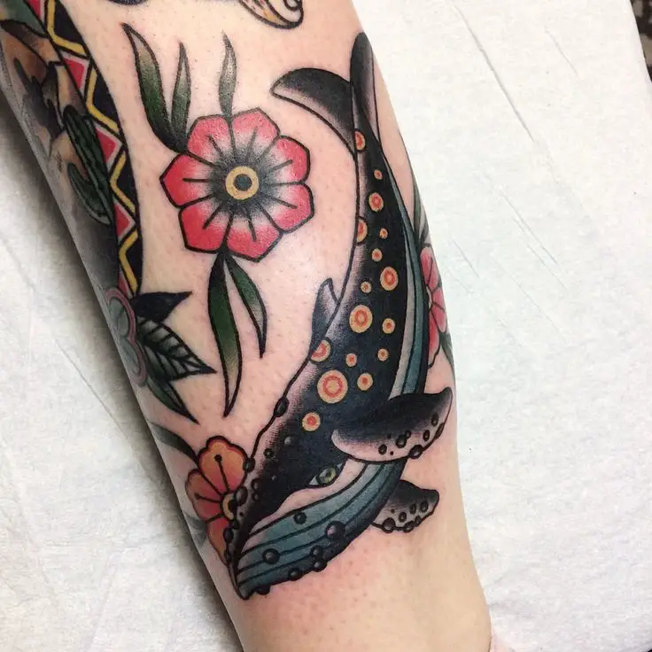 Traditional whale tattoo 2