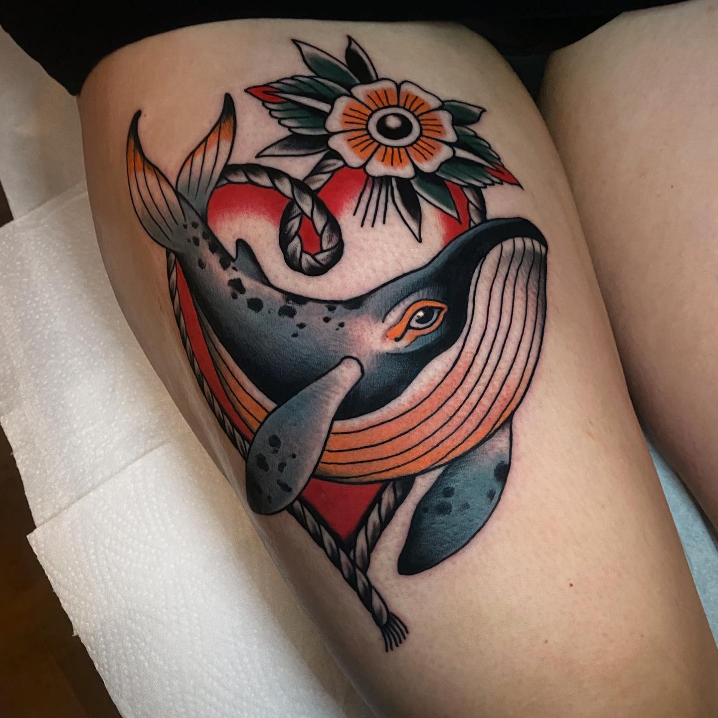 Traditional whale tattoo by ninja.v.herr