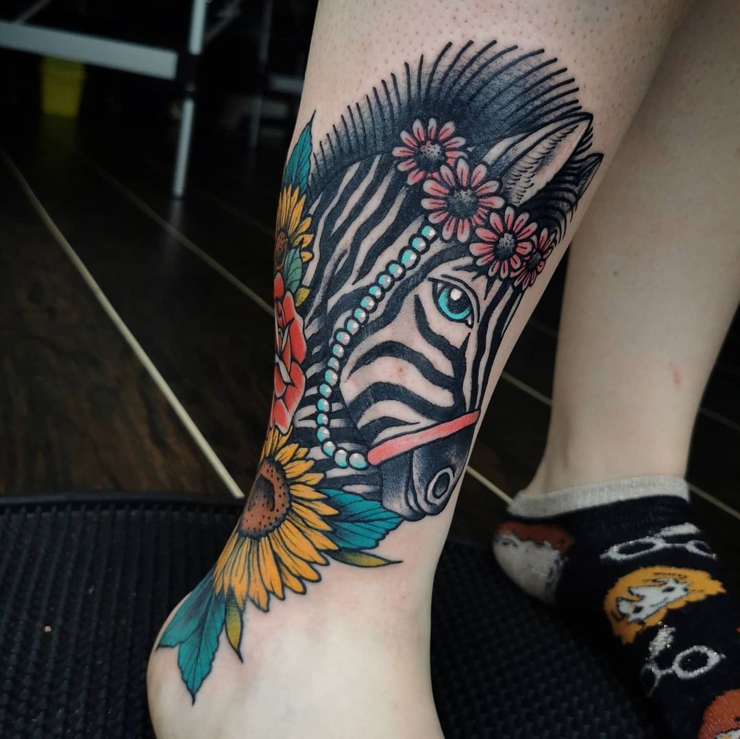 Traditional zebra tattoo design by estherrmaetattoo