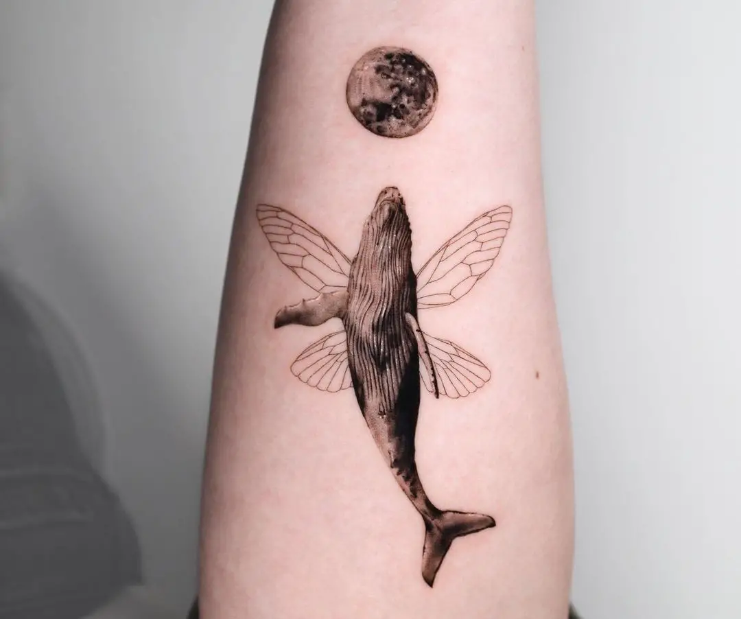 Unique whale tattoo by redhaare