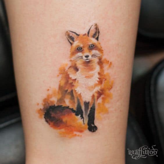 Watercolor fox tattoo 2
