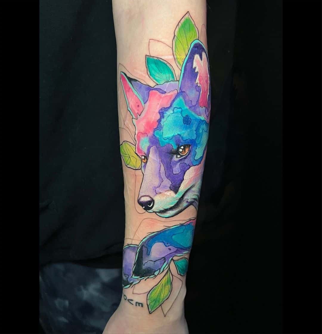 Watercolor fox tattoo designs by patrick cat tattoo