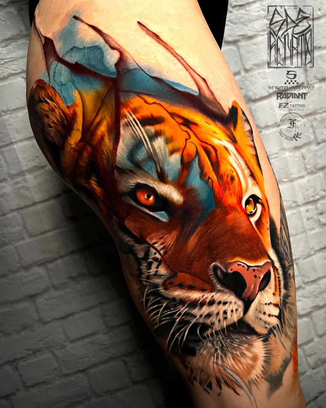 Watercolor lion tattoo design by sderenato.tattooartist
