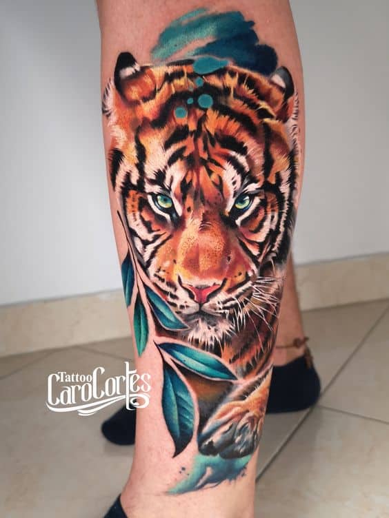 Watercolor tiger tattoo 1