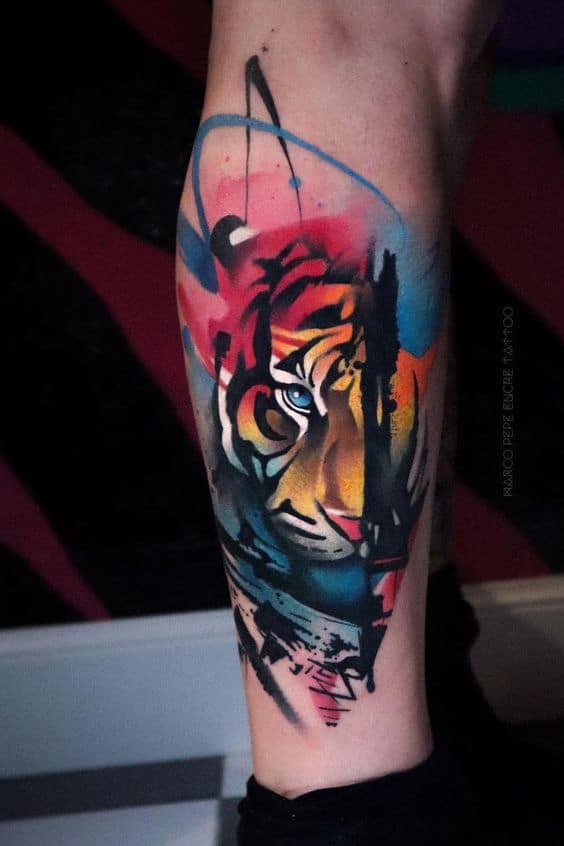 Watercolor tiger tattoo 2