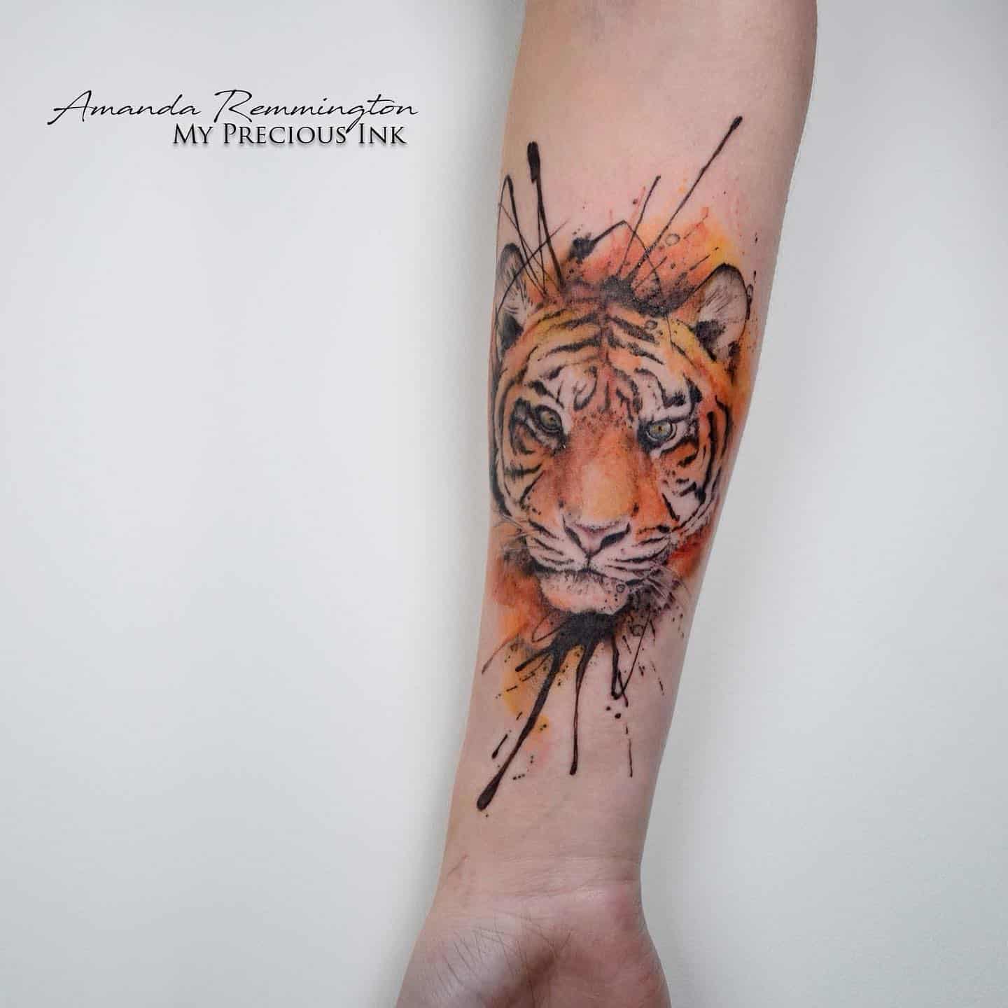 Watercolor tiger tattoo by amanda.mypreciousink