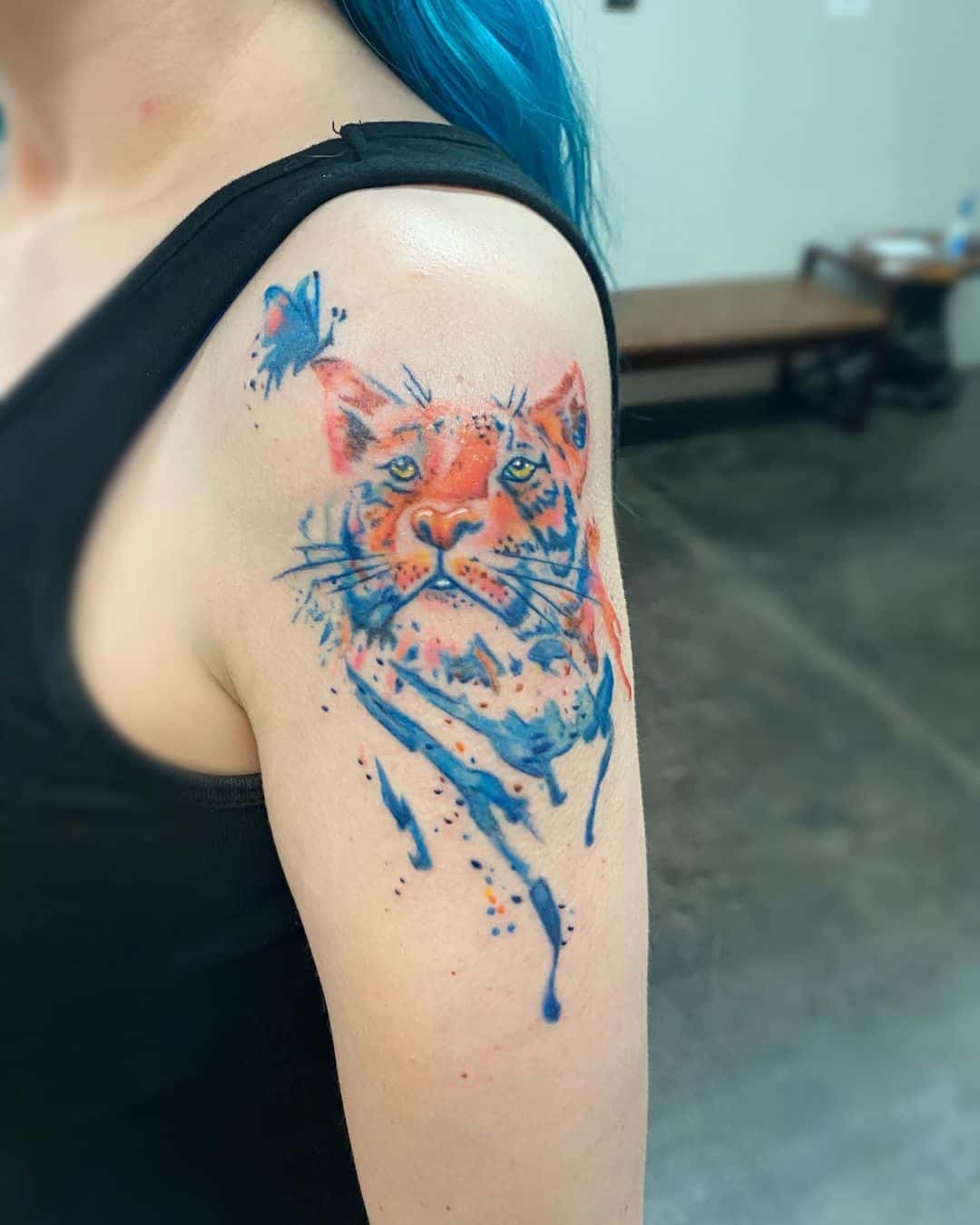 Watercolor tiger tattoo by