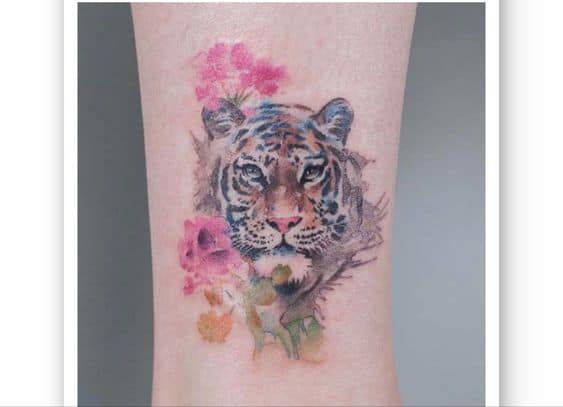 Watercolor tiger tattoo