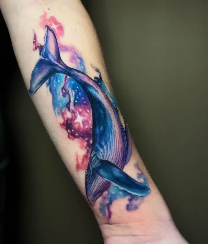 Watercolor whale tattooo by she hesitated