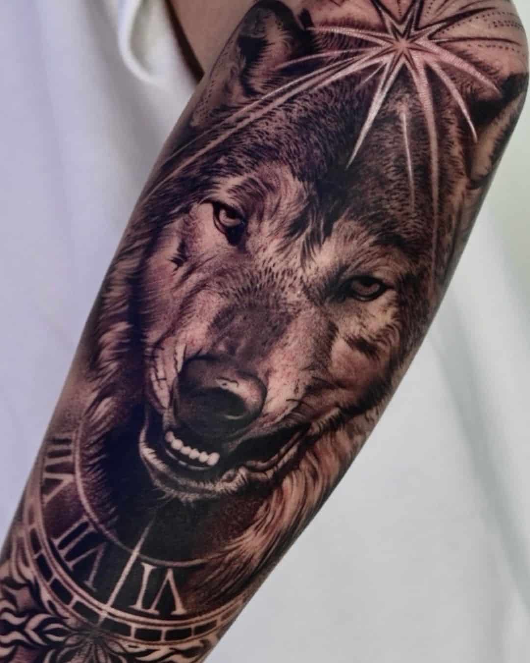 Wolf tattoo by hyundo.tattoo