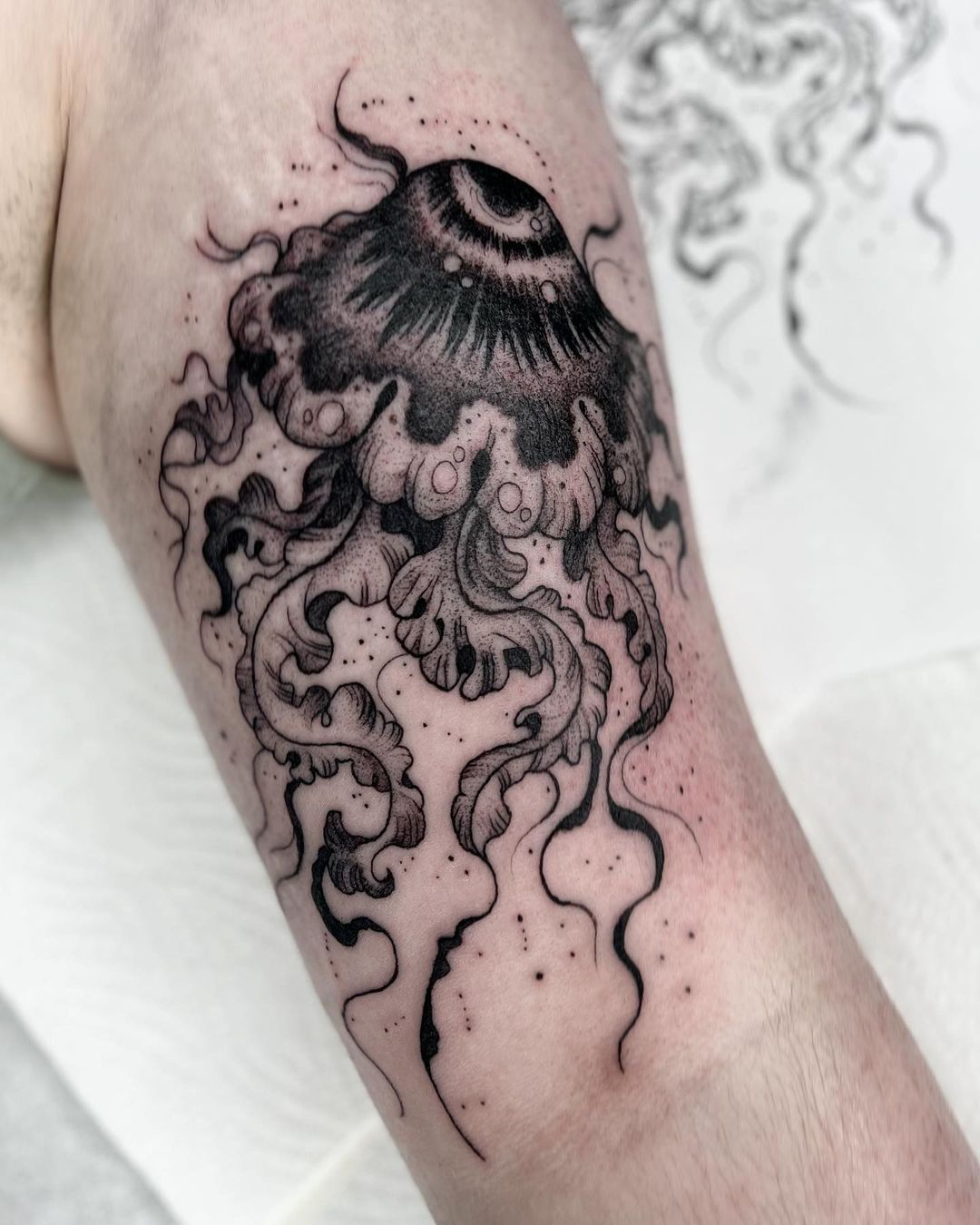 Black and Grey Jellyfish Tattoo Design – Tattoos Wizard Designs