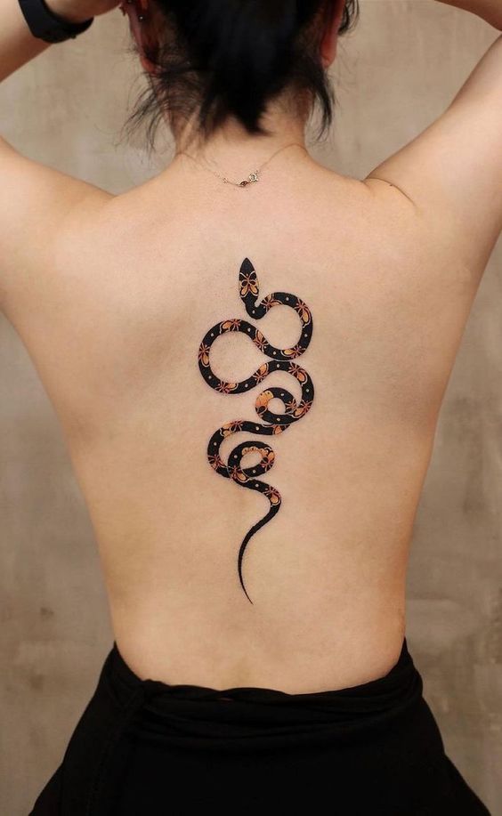 Back snake tattoo 2