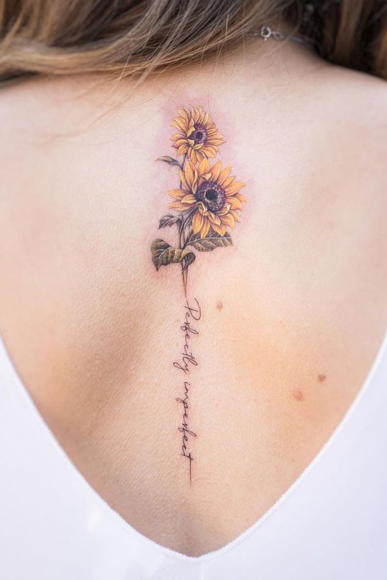 Back sunflower tattoo 2
