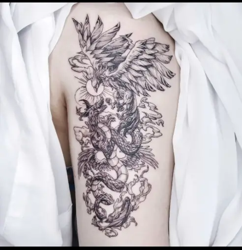 Black and white dragon tattoo by nolgida.tattoo