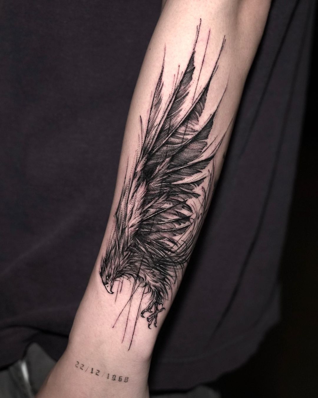 Black phoenix tattoo by bk tattooer