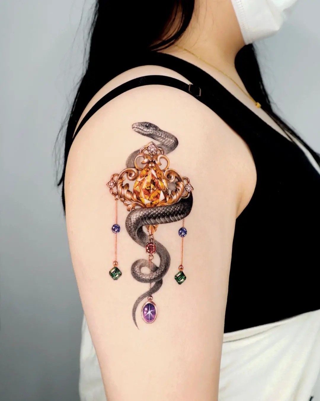 Black snake tattoo by tattooist siia