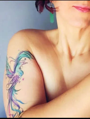 Blue phoenix tattoo by milentisha