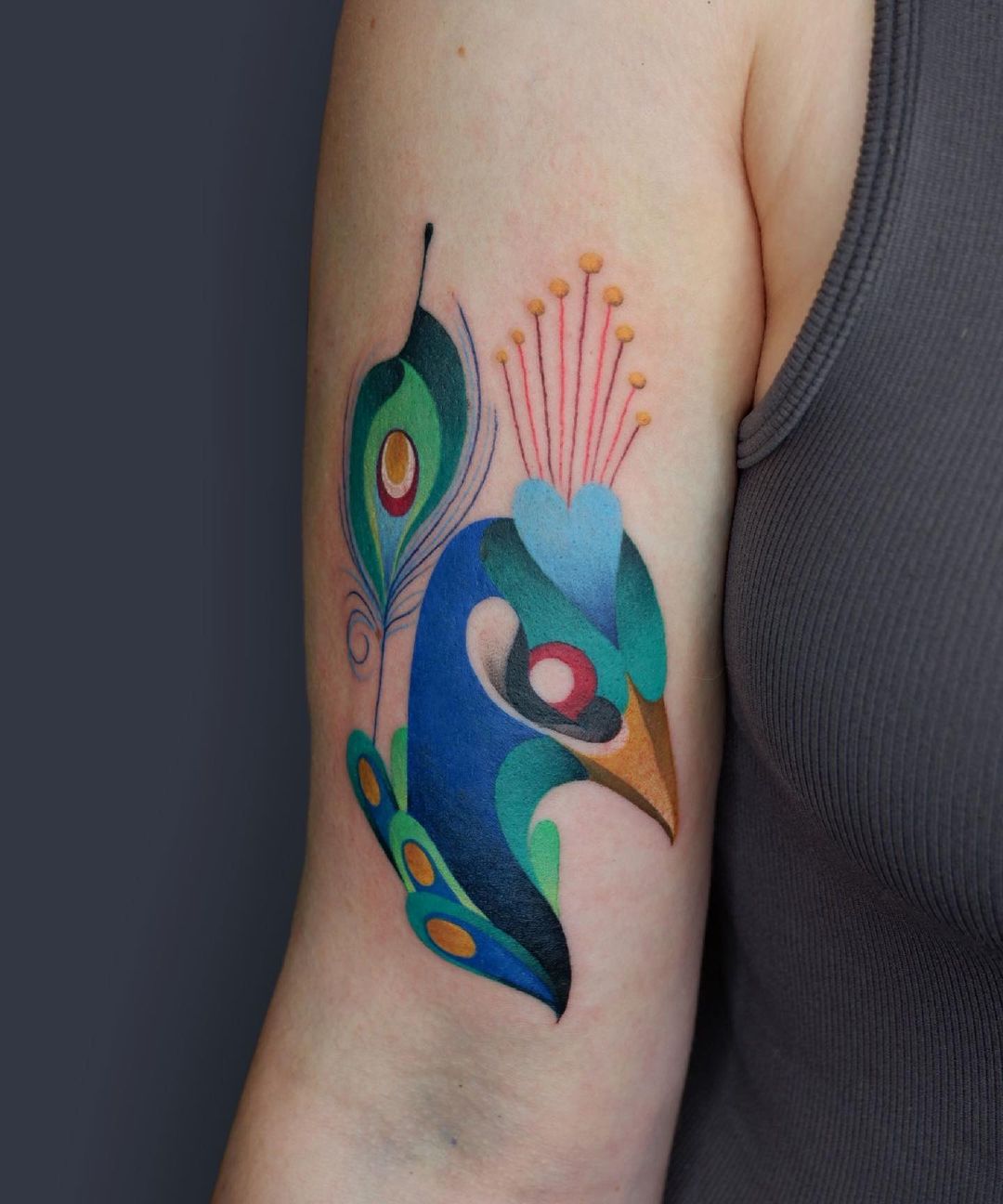 Colorful peacock tattoo by ces paramo
