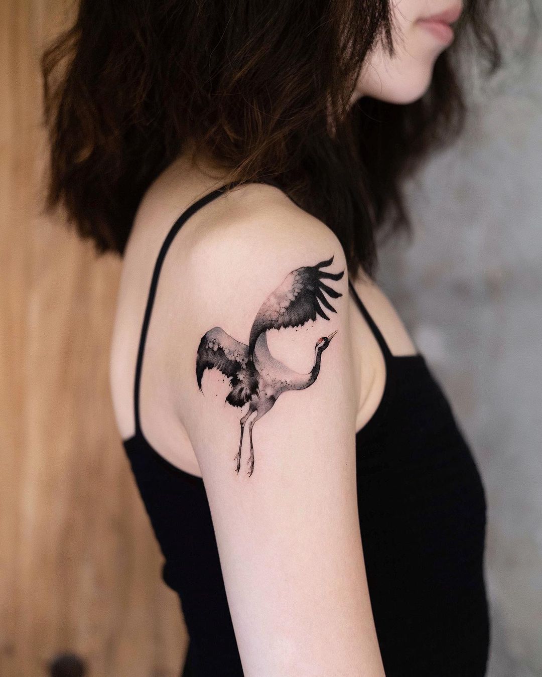 Crane tattoos by newtattoo qiqi