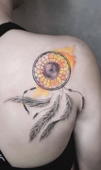 Dreamcatcher sunflower tattoo 1