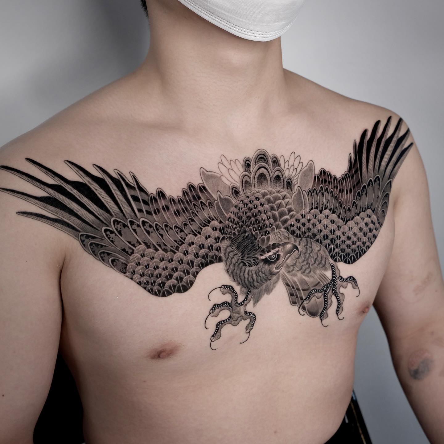 Eagle tattoo on chest by dokgonoing 1