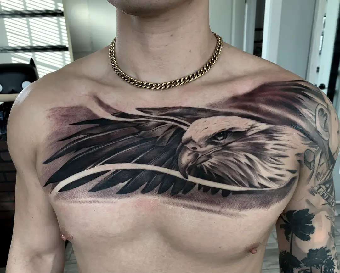Eagle tattoo on chest by richardsanchestattoo
