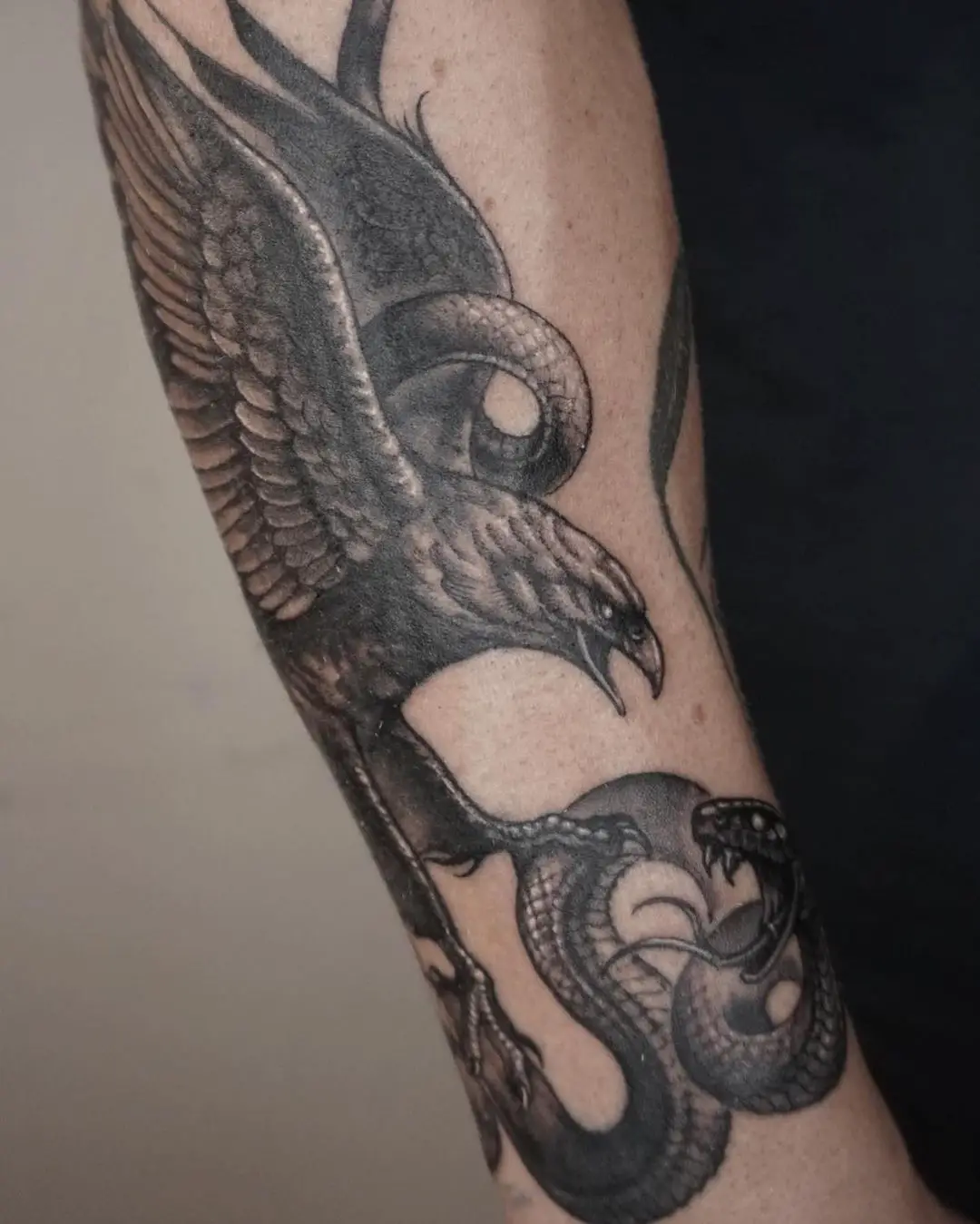 Eagle with snake tattoo by hodu blk