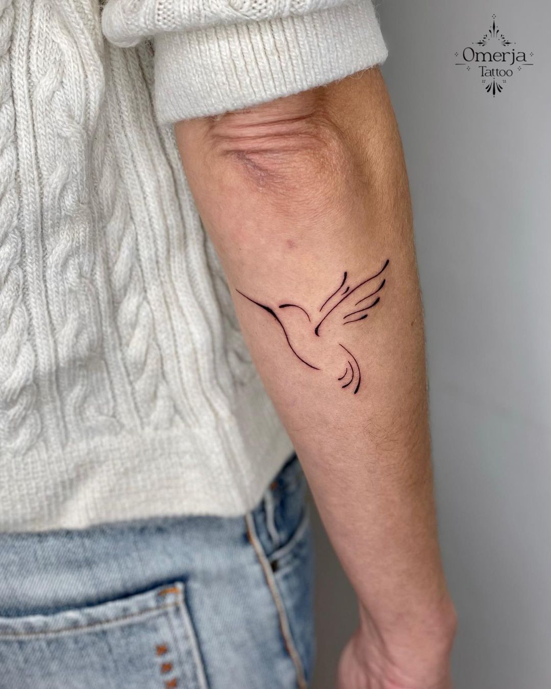 Fineline bird tattoo by omerja tattoo