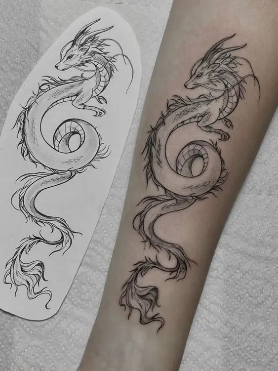 Fine line dragon tattoo on me by Neil Campbell Crooked Mile Tattoo  Holywood N Ireland  rTattooDesigns