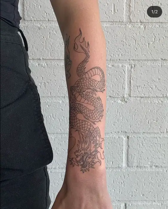 Fineline dragon tattoo 1 1