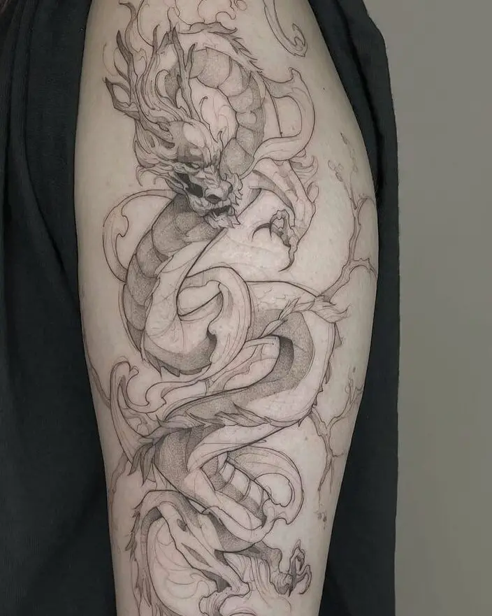 Fineline dragon tattoo by sergio canete edited