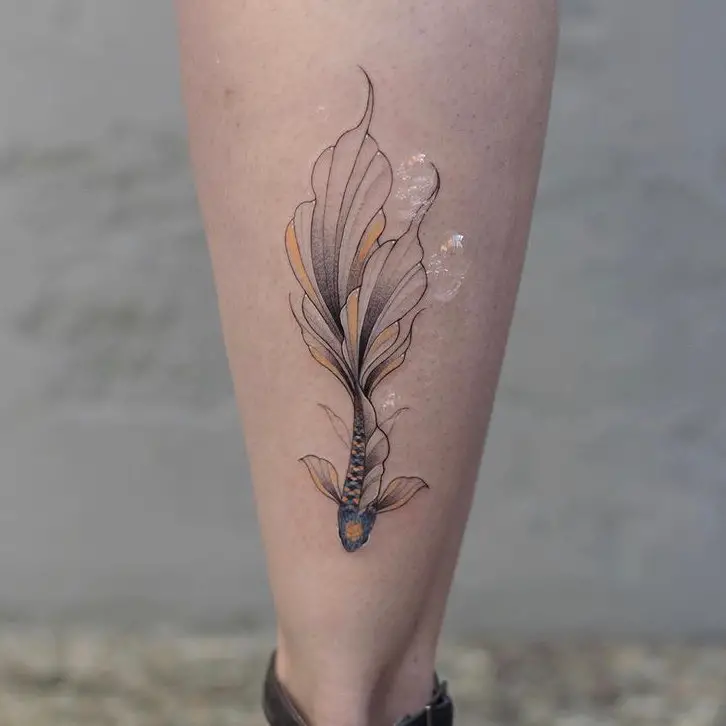 Fineline fish tattoo by