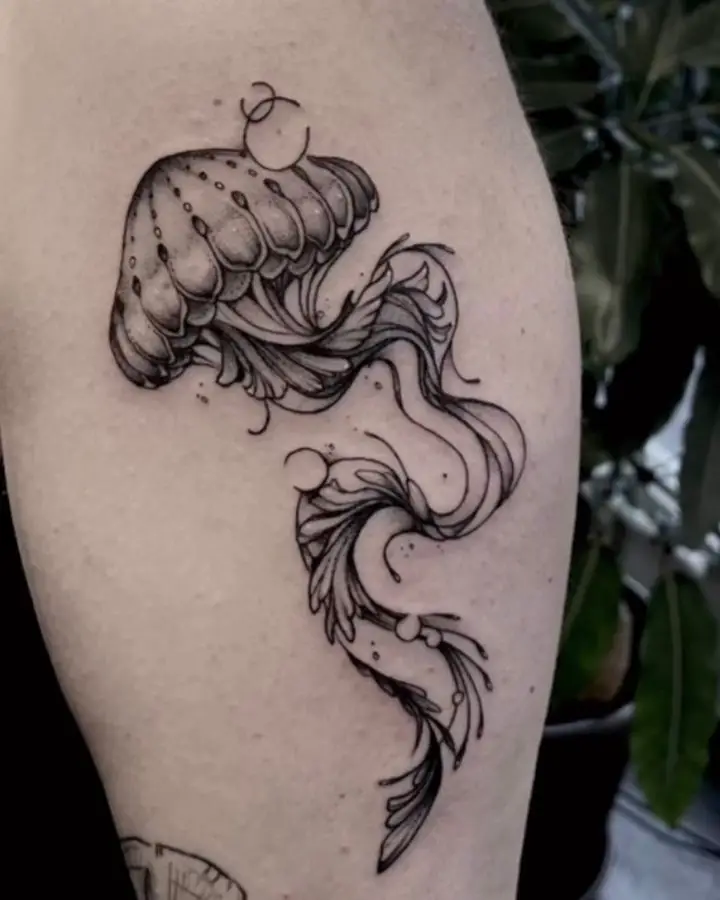 Colorful Jellyfish Foot Tattoo