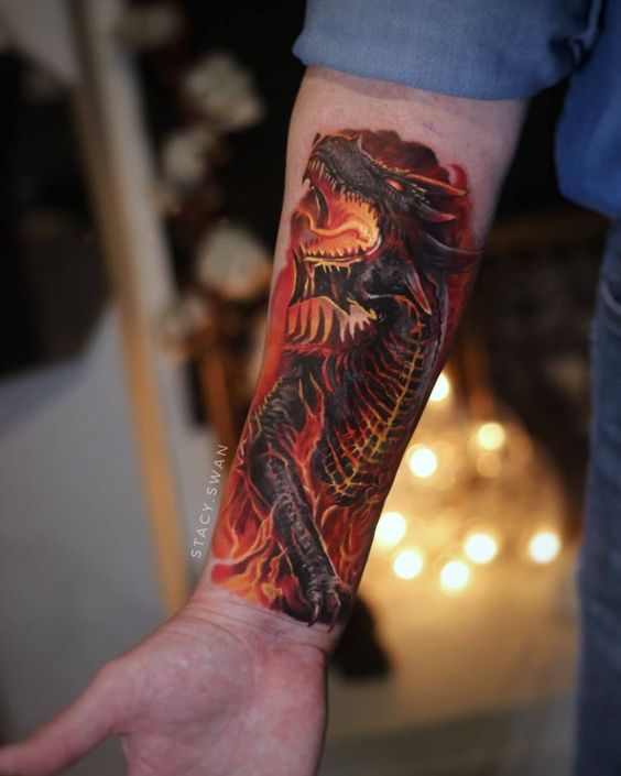 Fire brething dragon tattoo 1