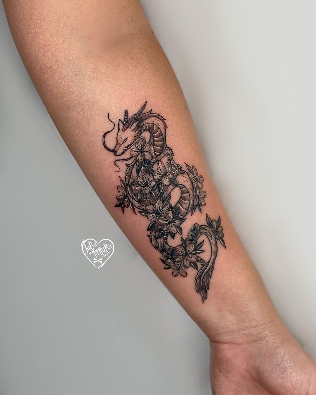 Floral dragon tattoo by juliatattulia 2