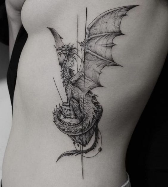 Geometric Dragon tattoo 2