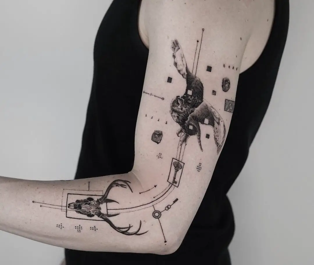 Geometric bird tattoo by lindellvictor