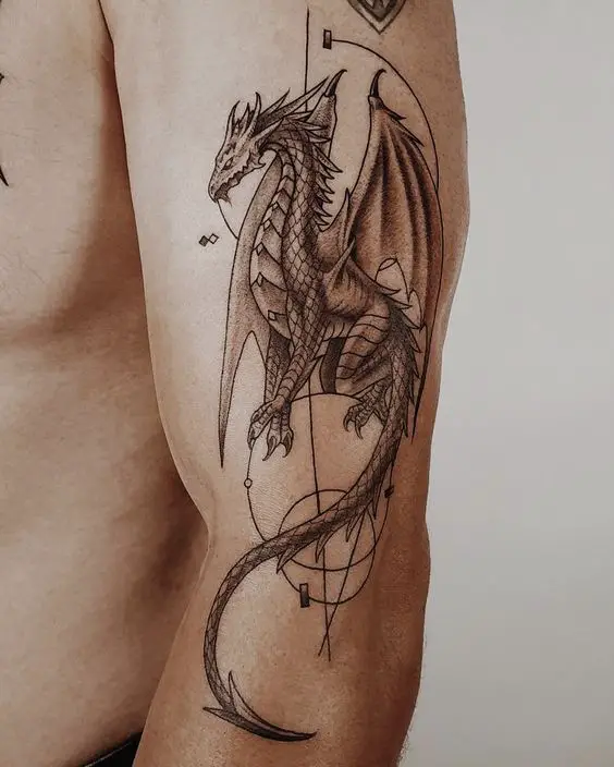 Geometric dragon tattoo 1