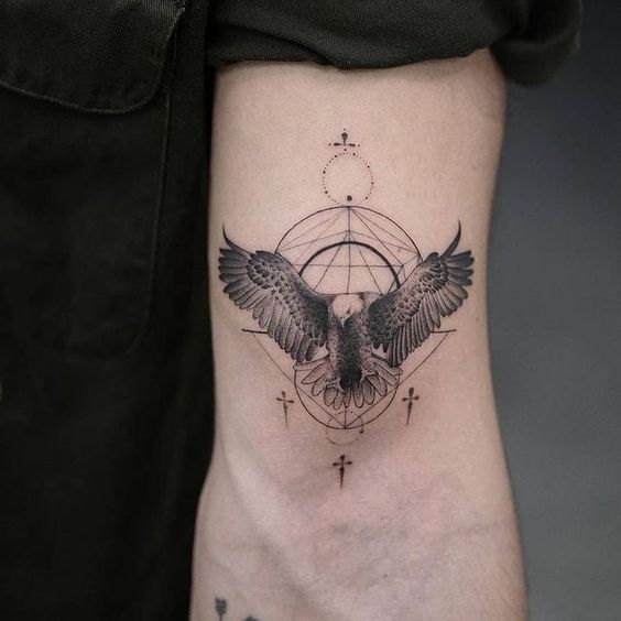 Geometric eagle tattoo 3