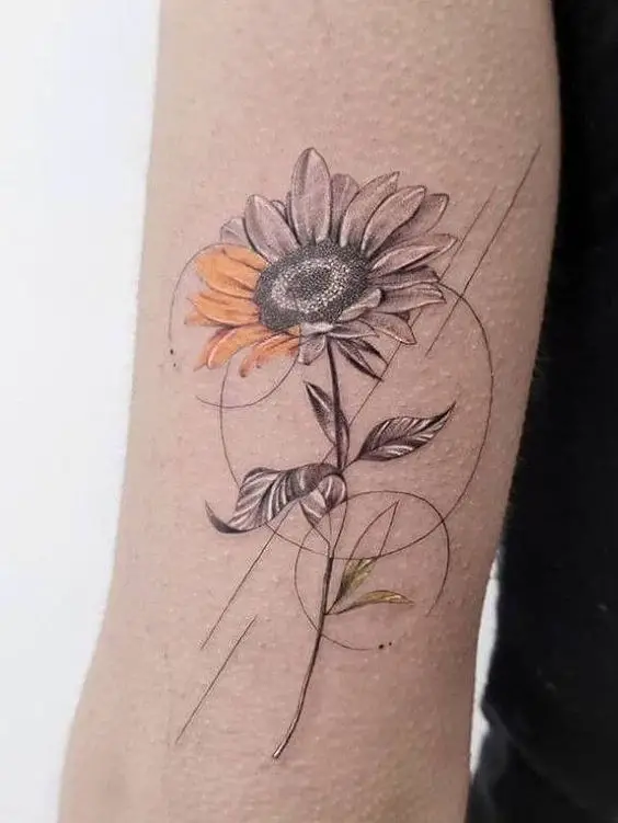Geometric sunflower tattoo 1 1