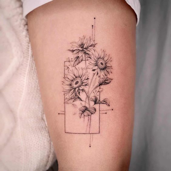 Geometric sunflower tattoo 2 1