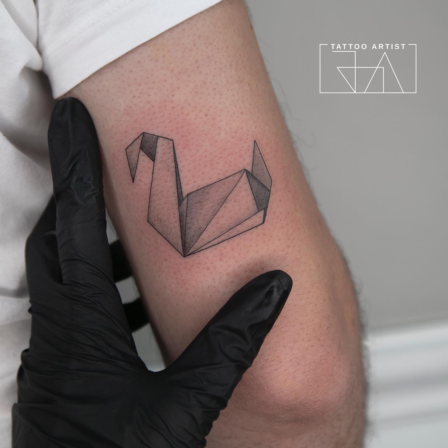 Geometric swan tattoo by joaantountattoos