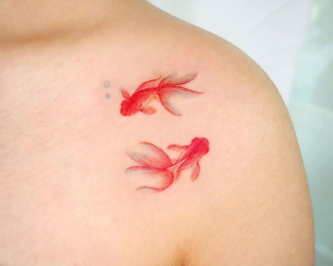 Gold fish tattoo by eunyutattoo 3