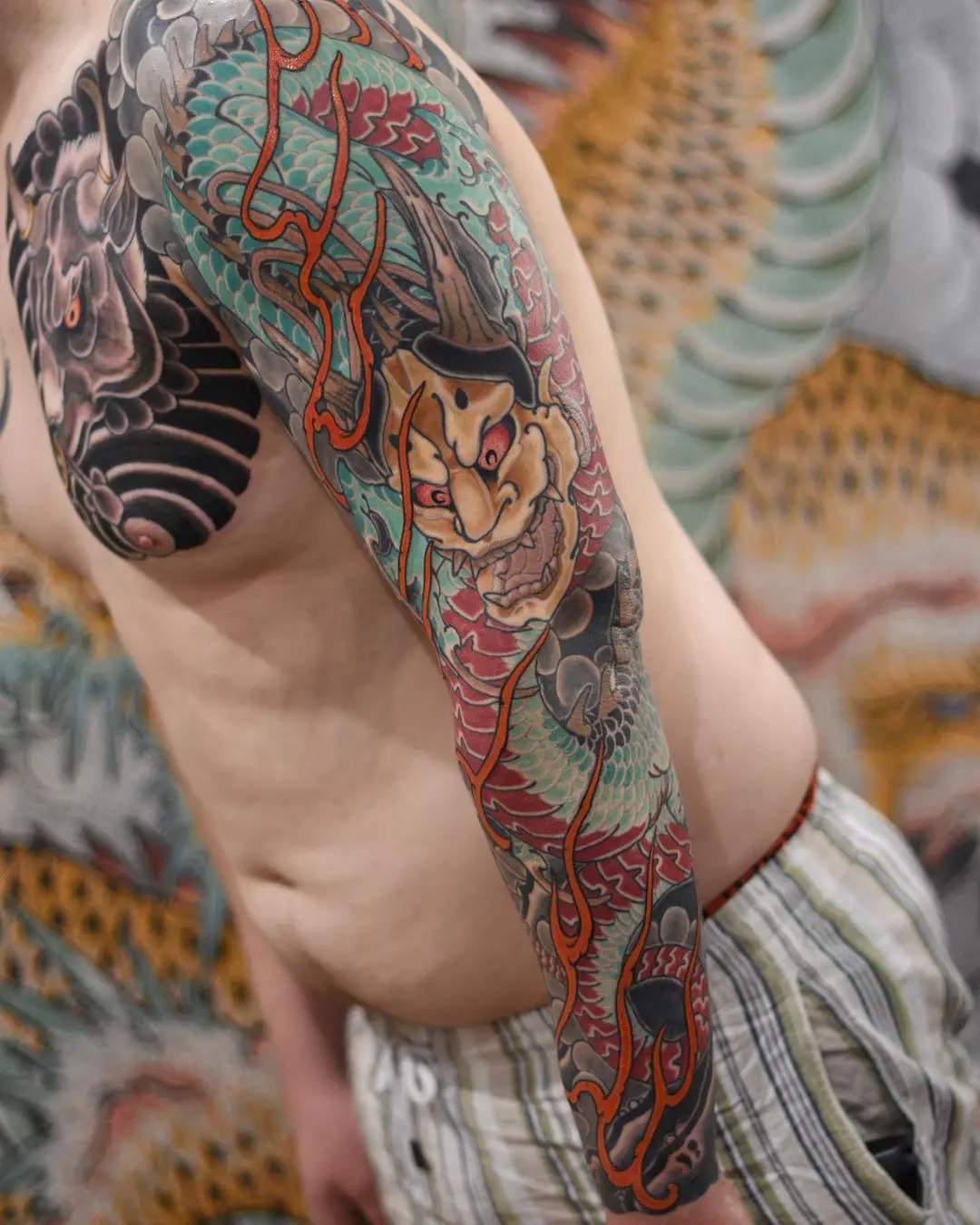 Japanese dragon tattoo by matttelfordart