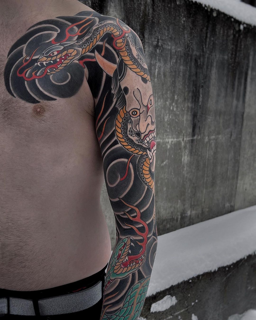 Japanese snake tattoo by cody.tattoo