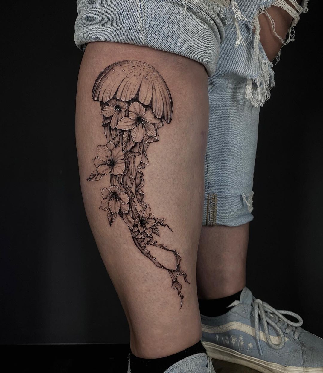 Flower Tattoos  floral jellyfish hip tattoo design by tr  Flickr