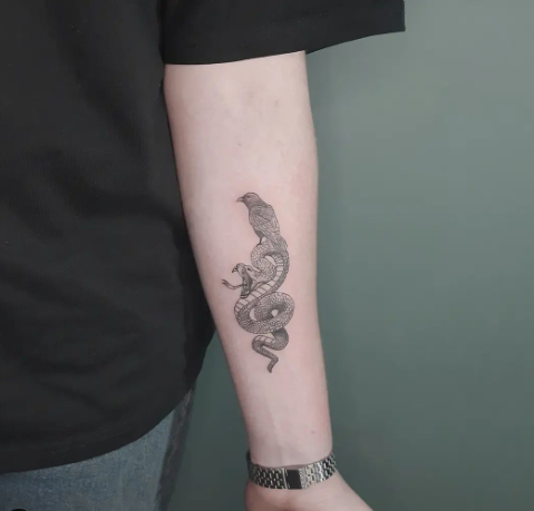 Minimalistic crow tattoo 1 by ownlineatelier